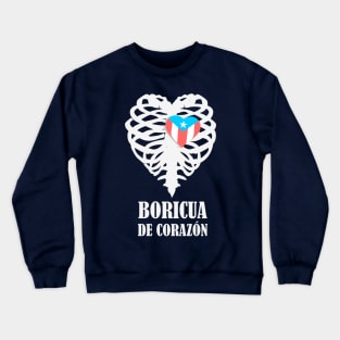 Boricua Flag Heart X-Ray Text Crewneck Sweatshirt